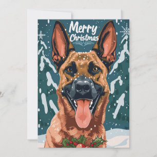 Belgian Malinois Merry Christmas Holiday Card