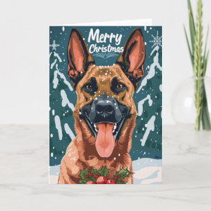 Belgian Malinois Merry Christmas Personalised Holiday Card