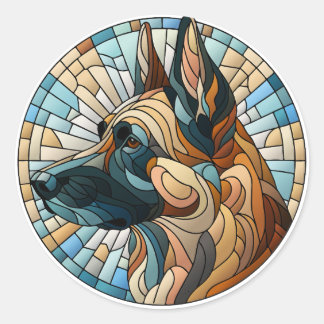 Belgian Malinois - Mosaic Art Classic Round Sticker
