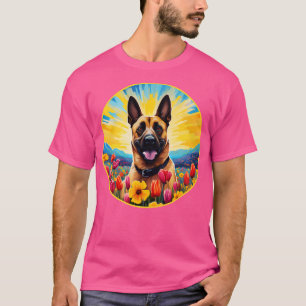 Belgian Malinois Mountain Flower Cute Colourful Pu T-Shirt