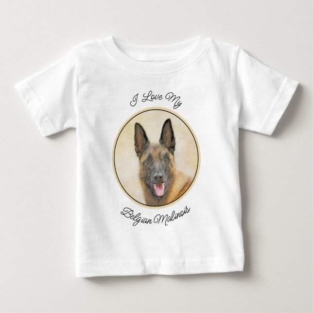 Belgian Malinois Painting - Cute Original Dog Art Baby T-Shirt (Front)