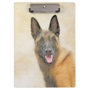 Belgian Malinois Painting - Cute Original Dog Art Clipboard