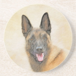Belgian Malinois Painting - Cute Original Dog Art Coaster