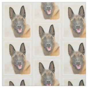 Belgian Malinois Painting - Cute Original Dog Art Fabric