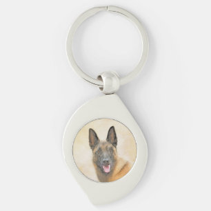 Belgian Malinois Painting - Cute Original Dog Art Key Ring