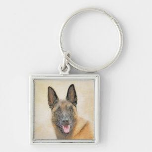 Belgian Malinois Painting - Cute Original Dog Art Key Ring