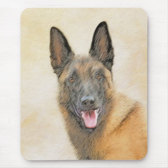 Belgian Malinois Painting - Cute Original Dog Art Mouse Pad (Front)