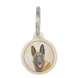 Belgian Malinois Painting - Cute Original Dog Art Pet Tag