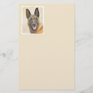Belgian Malinois Painting - Cute Original Dog Art Stationery