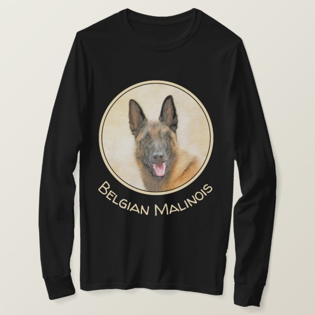 Belgian Malinois Painting - Cute Original Dog Art T-Shirt (Design Front)