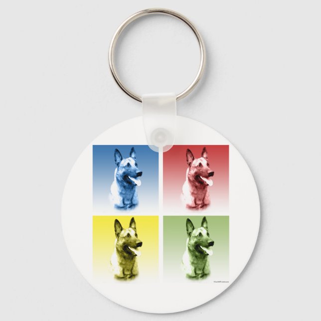 Belgian Malinois Pop Art Key Ring (Front)