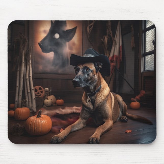 Belgian Malinois Pumpkins Halloween Scary Mouse Pad (Front)