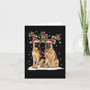 Belgian Malinois Reindeer Hat Santa Christmas Ligh Card
