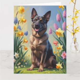 Belgian Malinois Spring Flowers Painting Card
