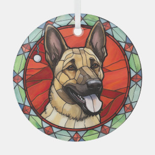 Belgian Malinois Stained Glass Christmas Tree Decoration