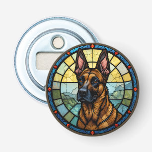 Belgian Malinois Stained Glass Style Illustration Bottle Opener
