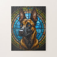 Belgian Malinois Stained Glass Style Illustration