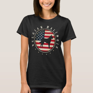 Belgian Malinois Usa Flag 4th July Dog Mum Dad T-Shirt