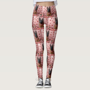 Belgian Malinois with Roses - Valentine's Day  Leggings