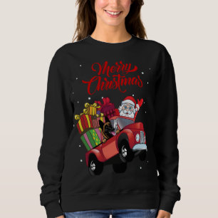 Belgian Malinois With Santa Claus In Red Truck Dog Sweatshirt