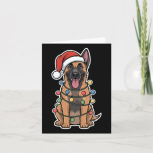 Belgian Malinois Wrapped In Christmas Lights Card
