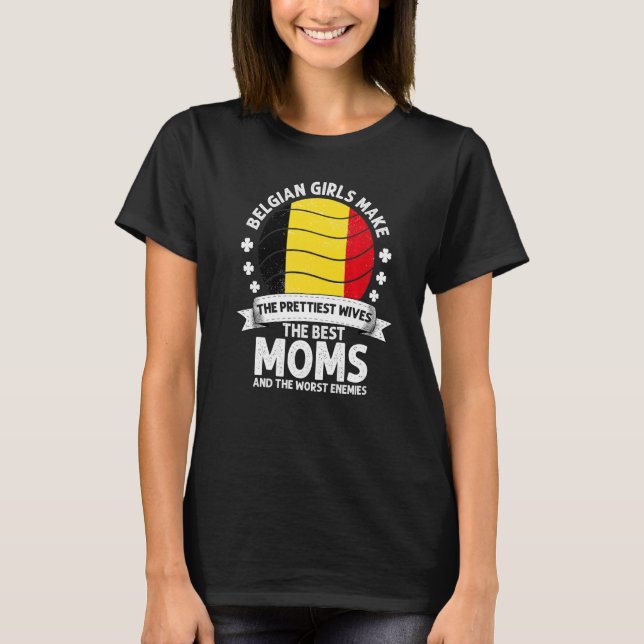 Belgian Mum Belgium Mothers Day Mama Belgian Ameri T-Shirt (Front)