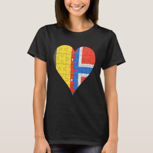Belgian Norwegian Flag Heart T-Shirt