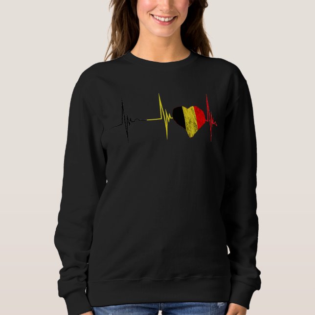 Belgian Pride Heart Heartbeat EKG Pulse Belgium Be Sweatshirt (Front)