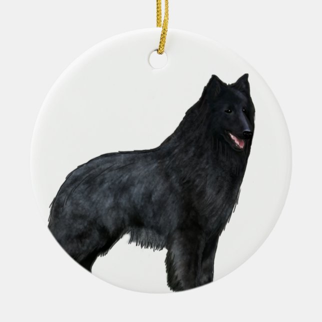 Belgian Sheepdog Ceramic Tree Decoration (Front)