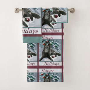 Belgian Sheepdog Christmas Bath Towel Set