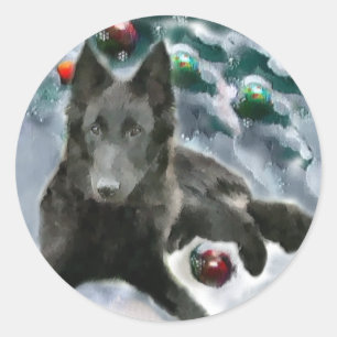 Belgian Sheepdog Christmas Gifts Classic Round Sticker