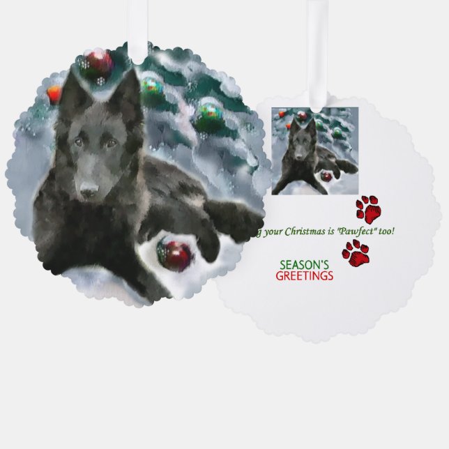 Belgian Sheepdog Christmas Gifts Tree Decoration Card (Front/Back)