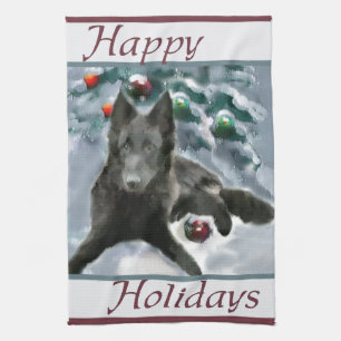 Belgian Sheepdog Christmas Tea Towel