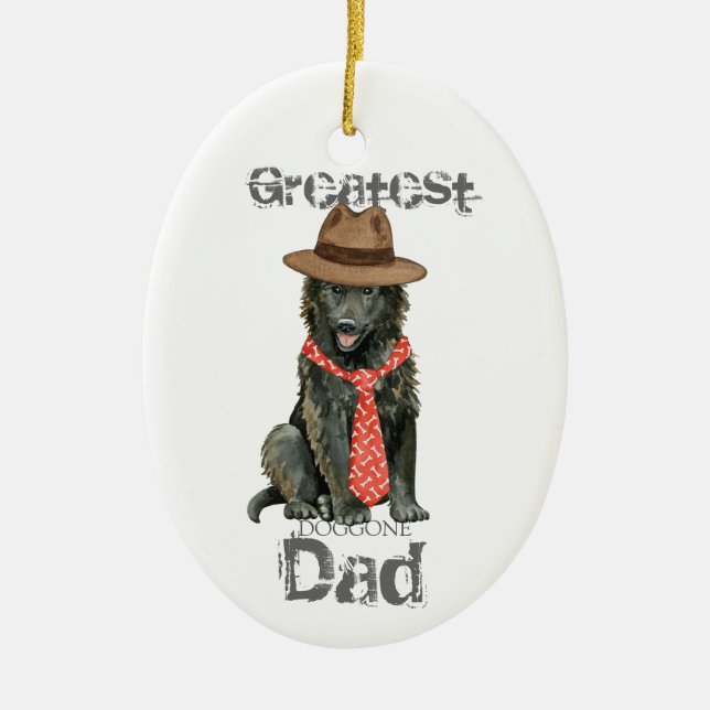 Belgian Sheepdog Dad Ceramic Ornament (Front)