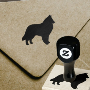 Belgian Sheepdog Dog Breed Silhouette Rubber Stamp