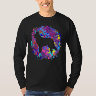 Belgian Sheepdog Dog Pink Watercolor Splatter Art T-Shirt