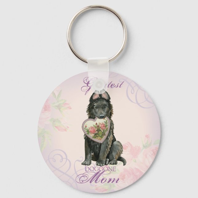 Belgian Sheepdog Heart Mum Key Ring (Front)