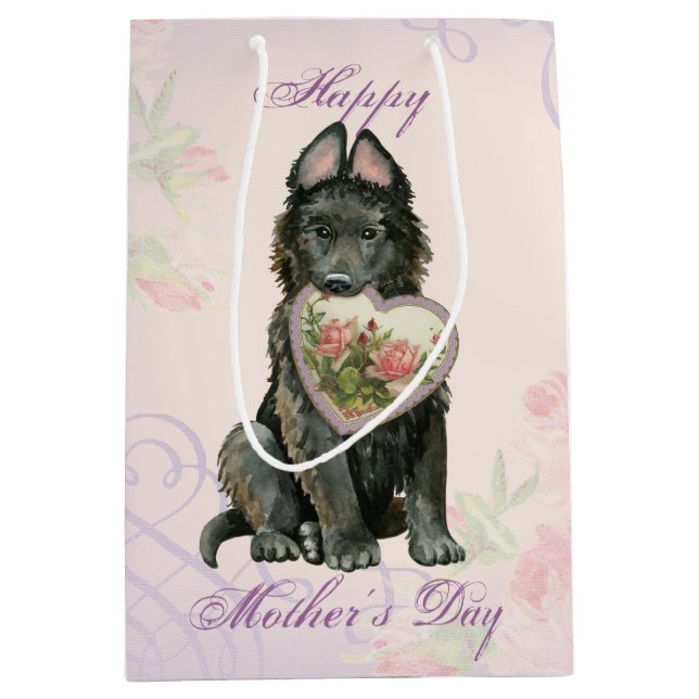 Belgian Sheepdog Heart Mum Medium Gift Bag (Front)
