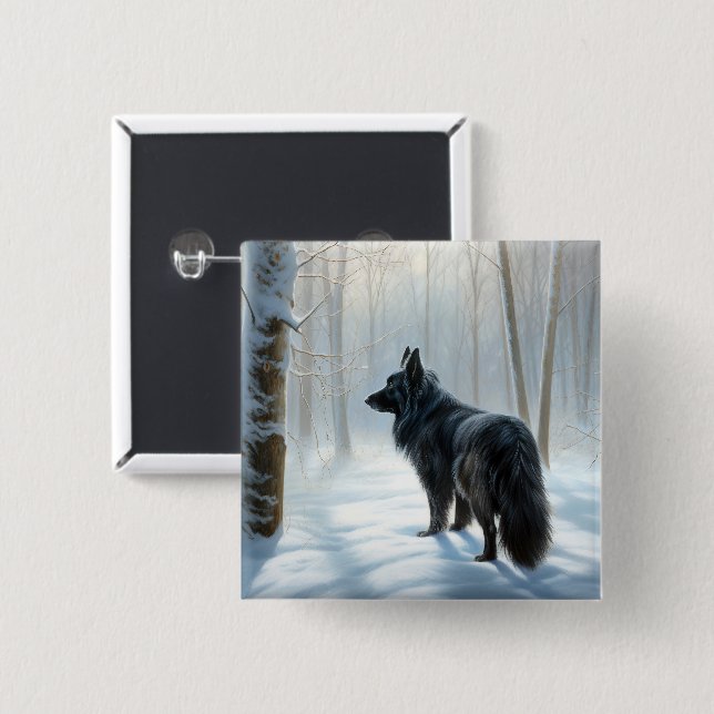 Belgian Sheepdog Let It Snow Christmas 15 Cm Square Badge (Front & Back)