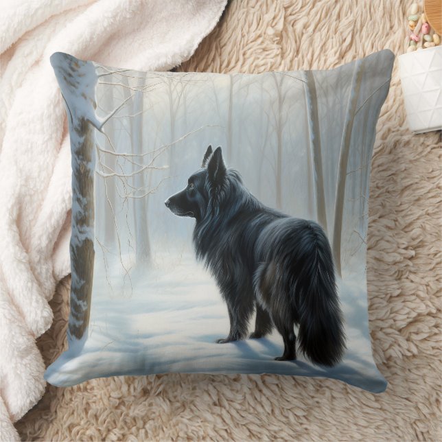 Belgian Sheepdog Let It Snow Christmas Cushion (Blanket)