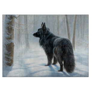 Belgian Sheepdog Let It Snow Christmas Cutting Board