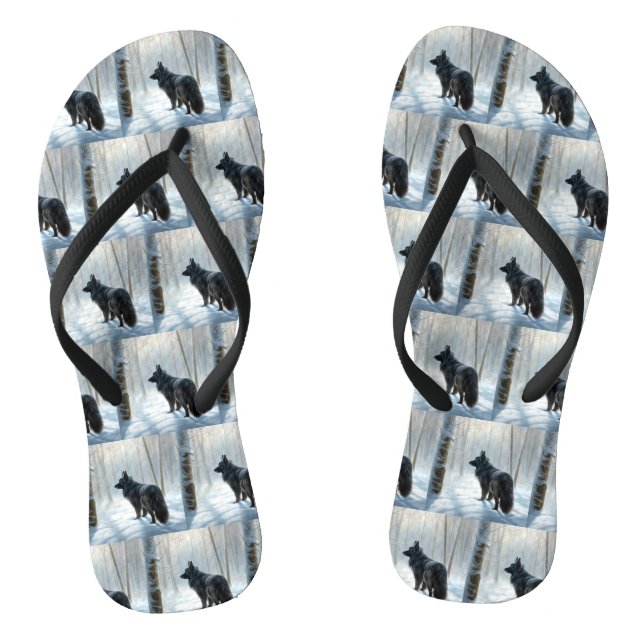 Belgian Sheepdog Let It Snow Christmas Jandals (Footbed)