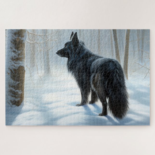 Belgian Sheepdog Let It Snow Christmas Jigsaw Puzzle (Horizontal)
