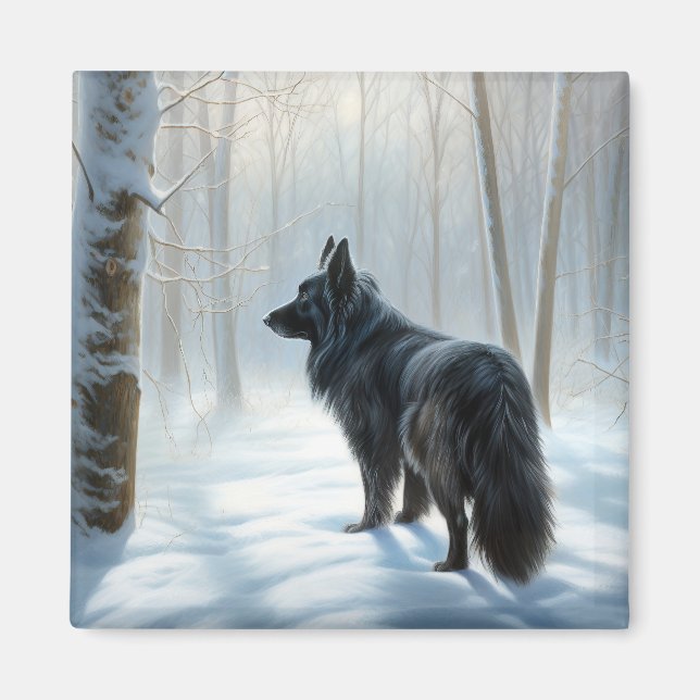 Belgian Sheepdog Let It Snow Christmas Magnet (Front)