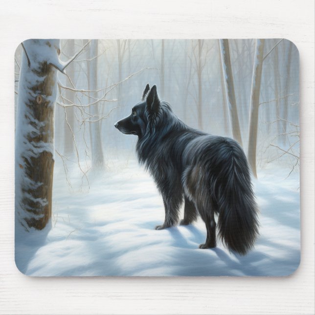 Belgian Sheepdog Let It Snow Christmas Mouse Pad (Front)
