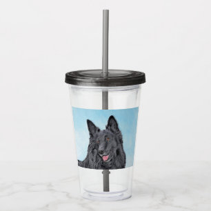 Belgian Sheepdog Painting - Cute Original Dog Art Acrylic Tumbler