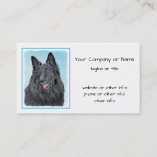 Belgian Sheepdog Painting - Cute Original Dog Art Business Card