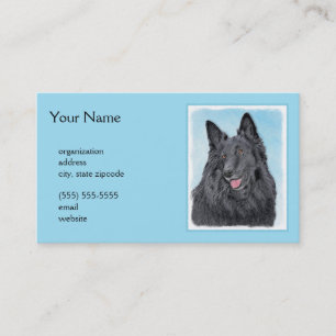 Belgian Sheepdog Painting - Cute Original Dog Art Business Card
