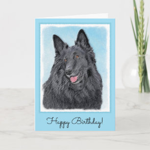 Belgian Sheepdog Painting - Cute Original Dog Art Card