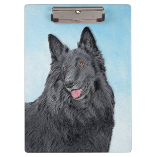 Belgian Sheepdog Painting - Cute Original Dog Art Clipboard